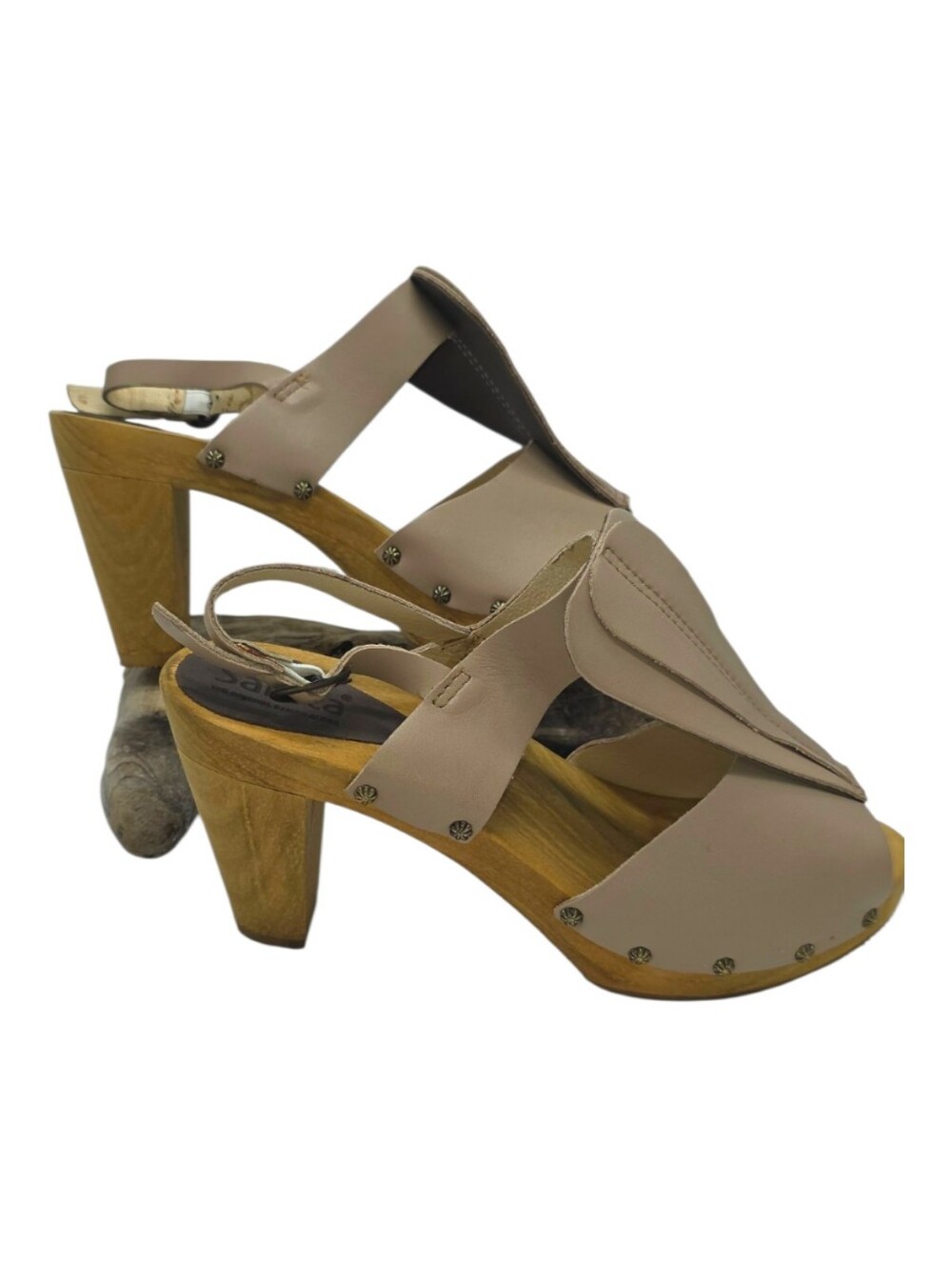 Sanita Magda Plateau Wooden Heel Sandals NIB Beige Leather EU 39 US 8.5 - Picture 6 of 9